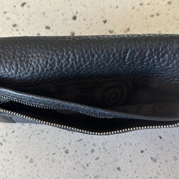 Brighton Small Black Pebbled Leather Croc Crossbody Wallet Detachable Strap EUC - Picture 6 of 12
